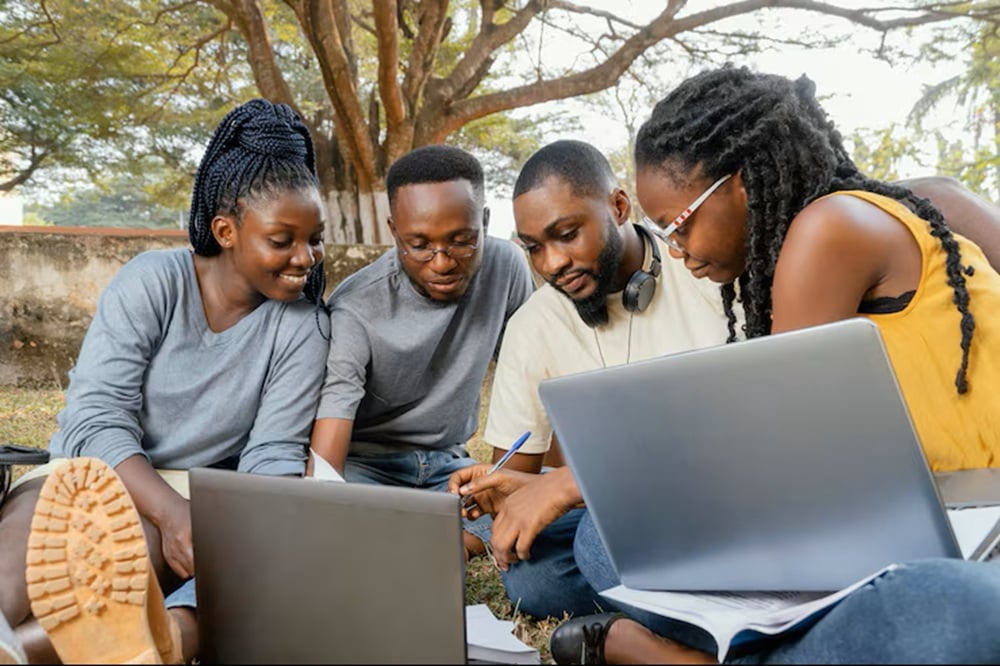 students studying together